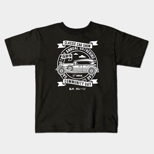 Classic Car Show Community Day Kids T-Shirt by Rebus28